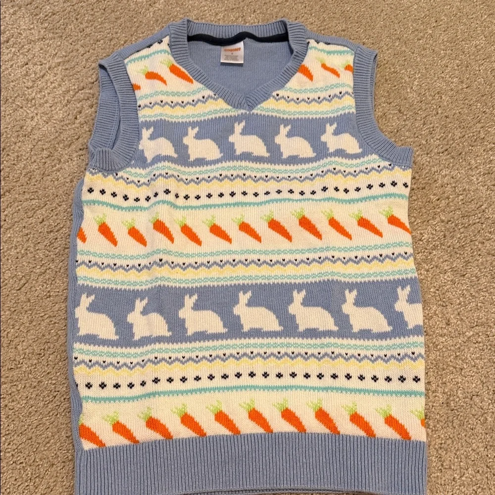 Boys Light Blue Bunny Fair Isle Sweater Vest, size 8